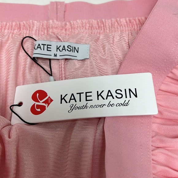 NWT Kate Kasin Pleated Accordion Midi Skirt - Pink Size Medium - Picture 3 of 5